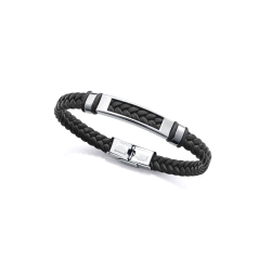 PULSERA VICEROY CABALLERO ACERO PIEL Y SILICONA NEGRA 14310P01010     