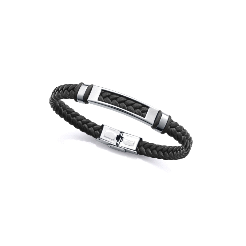 PULSERA VICEROY CABALLERO ACERO PIEL Y SILICONA NEGRA 14310P01010     