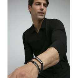 PULSERA VICEROY CABALLERO ACERO PIEL Y SILICONA NEGRA 14310P01010      2