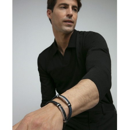 PULSERA VICEROY CABALLERO ACERO PIEL Y SILICONA NEGRA 14310P01010     