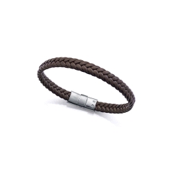 PULSERA VICEROY CABALLERO ACERO Y PIEL MARRON TRENZADA 14299P01011    