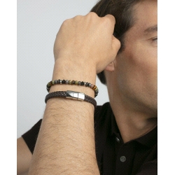 PULSERA VICEROY CABALLERO ACERO Y PIEL MARRON TRENZADA 14299P01011     2