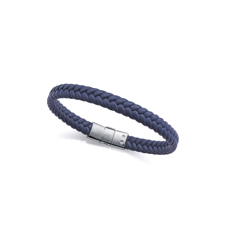 PULSERA VICEROY CABALLERO ACERO Y PIEL AZUL TRENZADA 14299P01013      