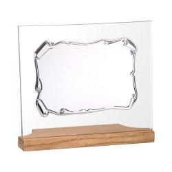 PLACA CONMEMORATIVA MADERA Y CRISTAL PERGAMINO
