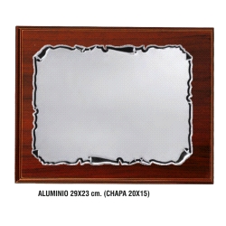PLACA CONMEMORATIVA MADERA PERGAMINO ALUMINIO