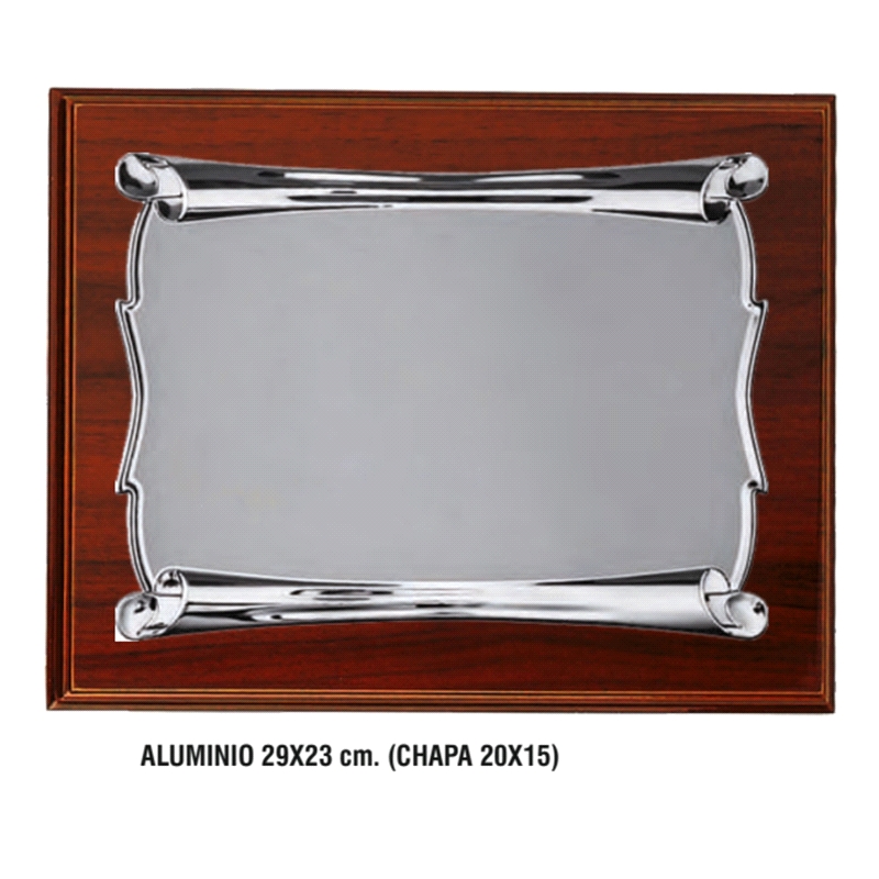 PLACA CONMEMORATIVA MADERA PERGAMINO