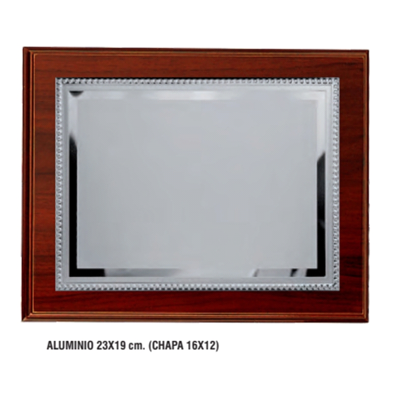 PLACA CONMEMORATIVA MADERA CHAPA ALUMINIO