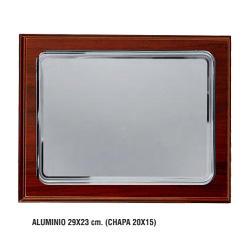 PLACA CONMEMORATIVA MADERA CHAPA ALUMINIO