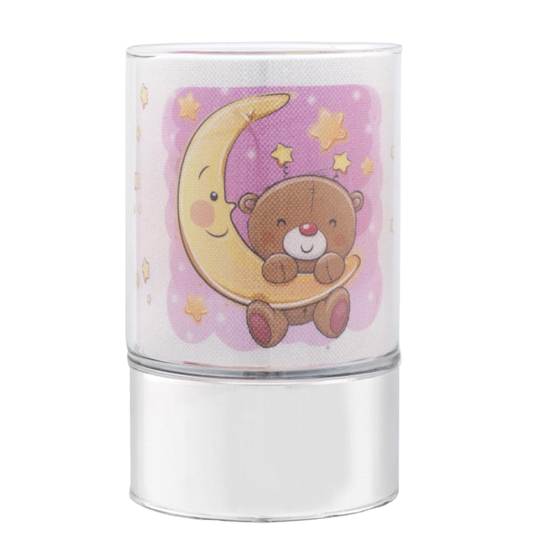 LAMPARA CRISTAL BASE OSO LUNA ROSA