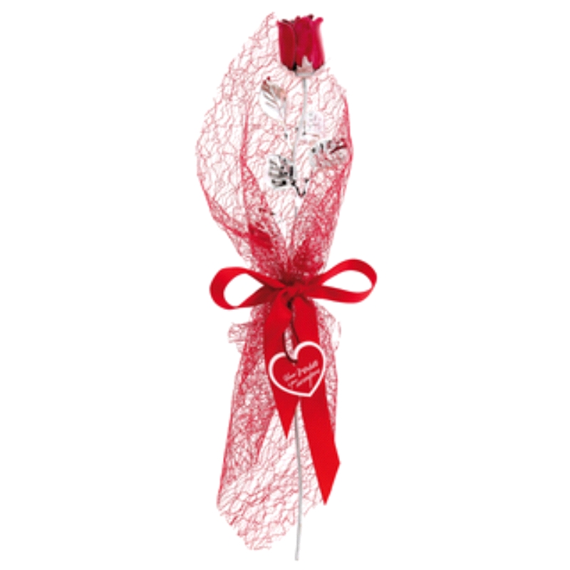 ROSA ROJA BAÑADA EN PALTA 30CMS