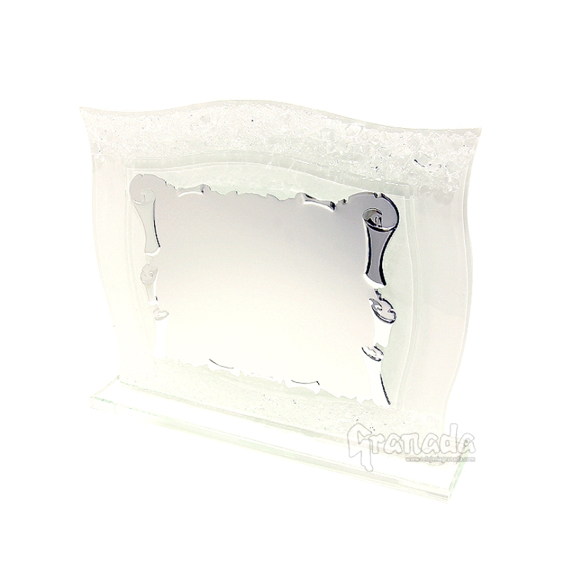 PLACA HOMENAJE DE CRISTAL PLATEADA