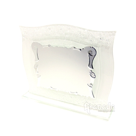 PLACA HOMENAJE DE CRISTAL PLATEADA