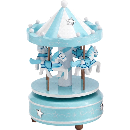 CARRUSEL MADERA MUSICAL AZUL