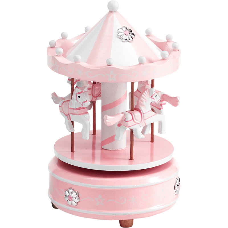 CARRUSEL MADERA MUSICAL ROSA