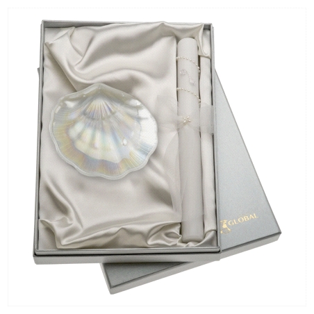 SET CONCHA PAÑUELO Y VELA BAUTISMO