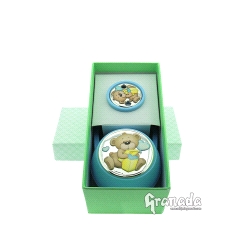 Juego pinza chupete y Chupetero Azul