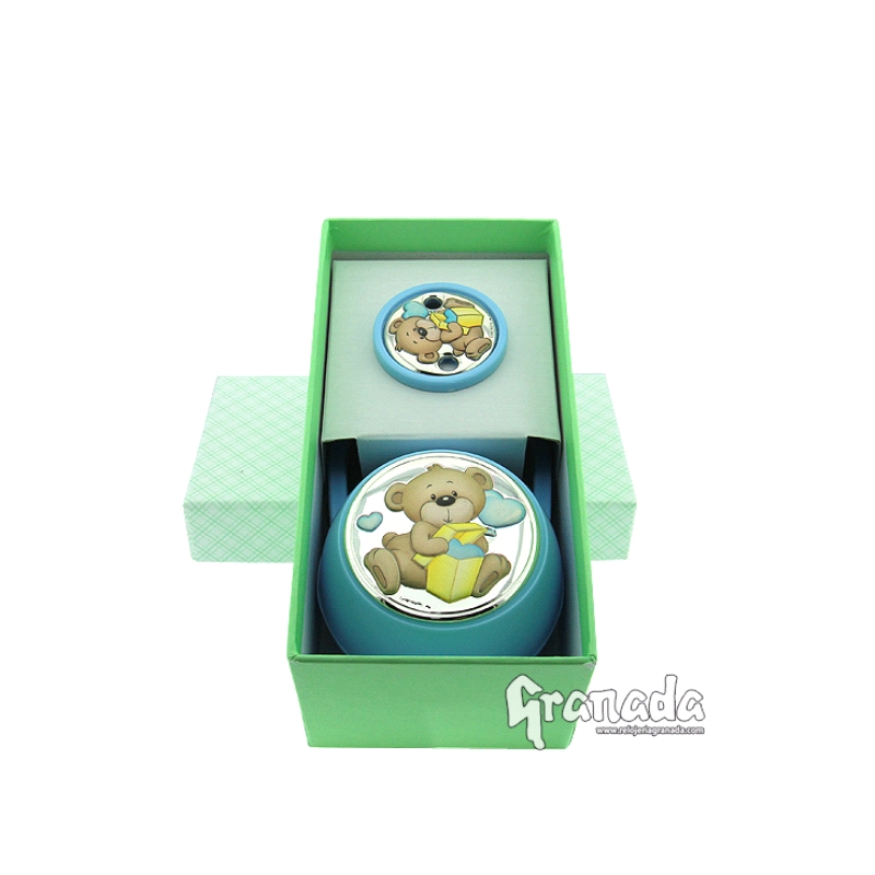 Juego pinza chupete y Chupetero Azul