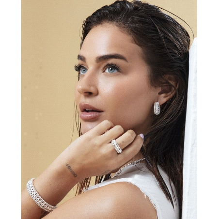 PENDIENTES VICEROY SEÑORA ACERO CHAPADO PLATA COLECCION LAURA ESCANES                               