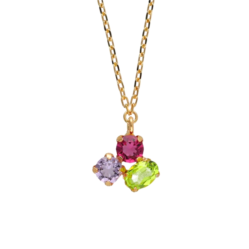 GARGANTILLA PLATA VICTORIA CRUZ CRISTAL MULTICOLOR DE ODELE A4906-MDG                               