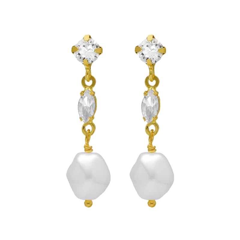 PENDIENTES PLATA VICTORIA CRUZ CRISTALES Y PERLA DE PURPOSE A4656-07DT                              