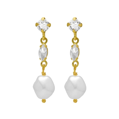 PENDIENTES PLATA VICTORIA CRUZ CRISTALES Y PERLA DE PURPOSE A4656-07DT                              