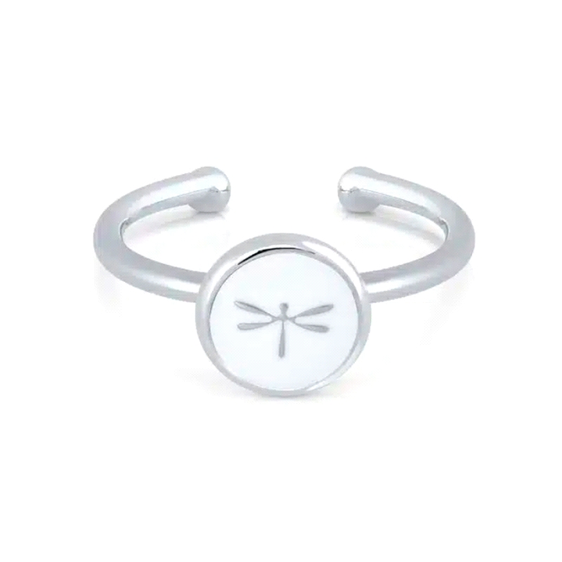 ANILLO LA PETRA MINI MARY ESMALTE LIBELULA BLANCA                                                   