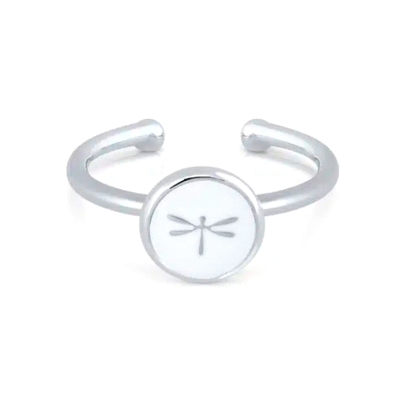ANILLO LA PETRA MINI MARY ESMALTE LIBELULA BLANCA                                                   