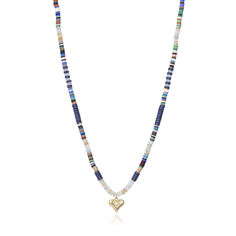 COLLAR VICEROY KISS DE ACERO CON PIEDRAS DE COLORES Y COLGANTE CORAZON                              