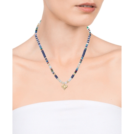 COLLAR VICEROY KISS DE ACERO CON PIEDRAS DE COLORES Y COLGANTE CORAZON                              