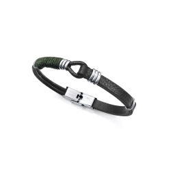PULSERA VICEROY CABALLERO ACERO Y PIEL NEGRA CORDON 14117P01010