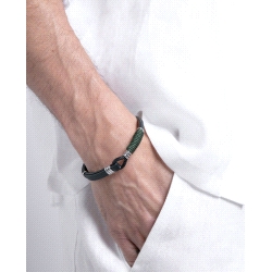 PULSERA VICEROY CABALLERO ACERO Y PIEL NEGRA CORDON 14117P01010 2