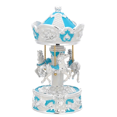 CARRUSEL MUSICAL BEBÉ CABALLOS CERAMICA CELESTE                                                     
