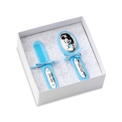 SET PEINE Y CEPILLO BEBÉ BABY MICKEY MOUSSE PLATA                                                   