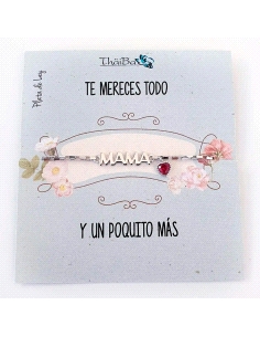 PULSERA THAIBA PLATA MAMA CORAZON CIRCONITA                                                         
