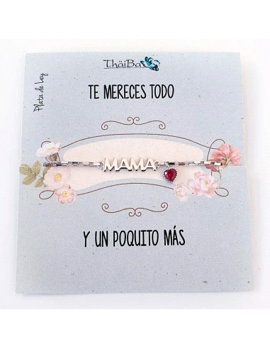 PULSERA THAIBA PLATA MAMA CORAZON CIRCONITA                                                         