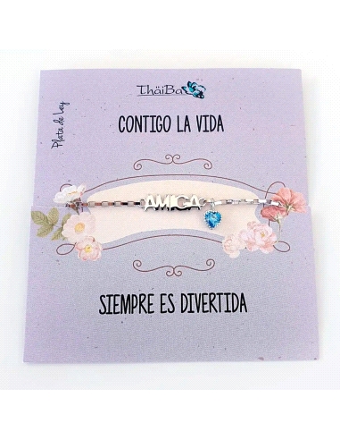 PULSERA THAIBA PLATA AMIGA CORAZON CIRCONITAS                                                       