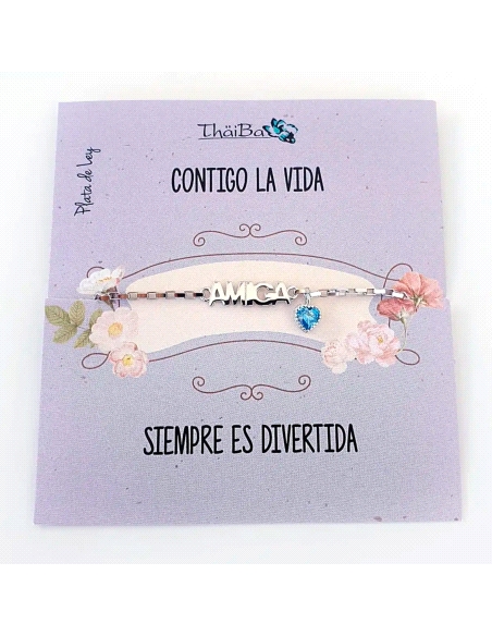 PULSERA THAIBA PLATA AMIGA CORAZON CIRCONITAS                                                       
