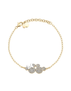PULSERA DISNEY PLATA CHAPADA MICKEY Y MINNIE MOUSE CIRCONITAS                                       