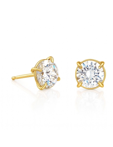PENDIENTES DE ORO Y CIRCONITA DE 6 MM