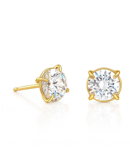 PENDIENTES DE ORO Y CIRCONITA DE 6 MM