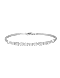 PULSERA BRIZZLING PLATA Y DIAMANTE MOISANITA RIGIDA                                                 