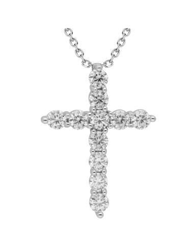GARGANTILLA BRIZZLING PLATA Y DIAMANTES MOISANITA CRUZ                                              