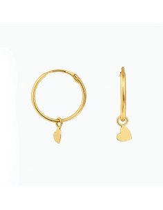 PENDIENTES DE ORO DE 18K DE ARO CON CORAZÓN COLGANDO
