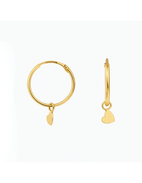 PENDIENTES DE ORO DE 18K DE ARO CON CORAZÓN COLGANDO