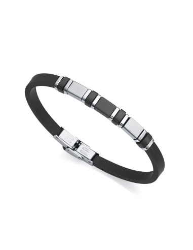 PULSERA VICEROY CABALLERO ACERO Y SILICONA NEGRA 14009P01010                                        