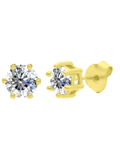 PENDIENTE BRIZZLING PLATA CHAPADA Y DIAMANTE MOISSANITA 4MM BMCE049G-4                              