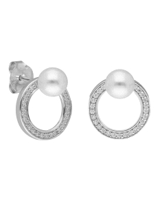 PENDIENTES BRIZZLING PLATA PERLA Y DIAMANTE MOISSANITA BME194                                       