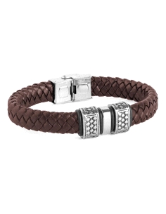 PULSERA DUWARD CABALLERO ACERO Y CUERO DT3075.00                                                    
