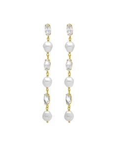PENDIENTES VICTORIA CRUZ PURPOSE CRISTALES Y PERLA BARROCA A4654-07DT                               