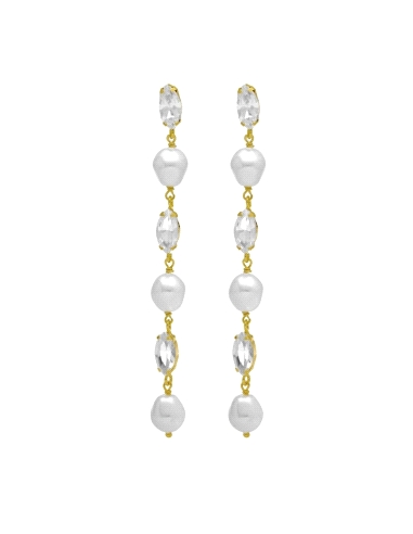 PENDIENTES VICTORIA CRUZ PURPOSE CRISTALES Y PERLA BARROCA A4654-07DT                               